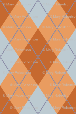 Rust and Light Blue Argyle