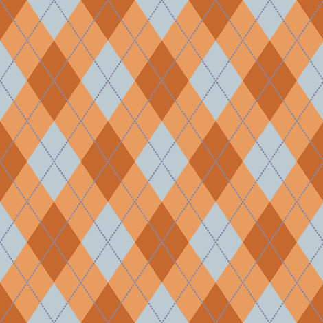 Rust and Light Blue Argyle fabric by jumeaux on Spoonflower - custom fabric