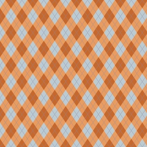 Rust and Light Blue Argyle
