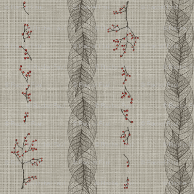 leaf and berry stripe on linen