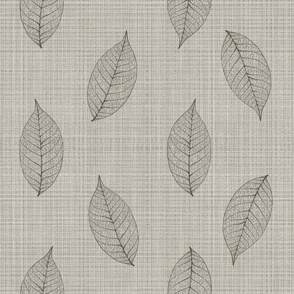skeleton leaves on linen