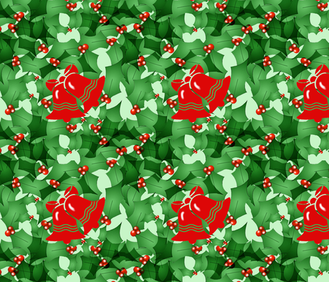 Bells and Holly fabric by dogdaze_ on Spoonflower - custom fabric