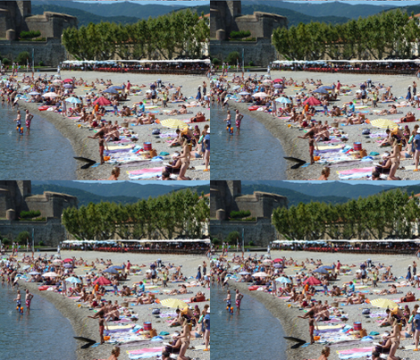 Beach at Coullioure, France fabric by susaninparis on Spoonflower - custom fabric