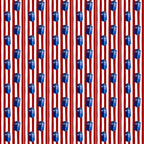 Doctor Who TARDIS Inspired Christmas Candy Cane Stripes fabric by bohobear on Spoonflower - custom fabric