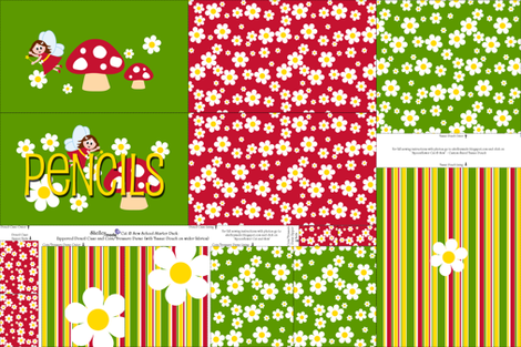 School Starter Pack - Fairy Mushroom Pencil Case fabric by shelleymade on Spoonflower - custom fabric