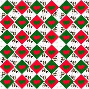 Snall Holiday Basset Design -- check, geometric, dog, christmas