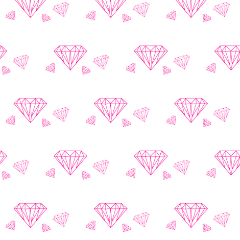 Diamonds are forever - hot pink on white fabric by little_fish on Spoonflower - custom fabric