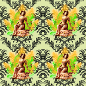 Damask Matahari on Light Sage