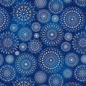 Snowflakes on blue