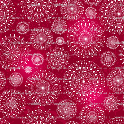 Snowflakes on red
