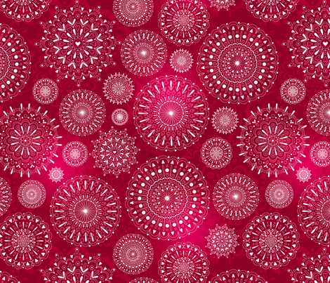 Snowflakes on red fabric by stewsha on Spoonflower - custom fabric