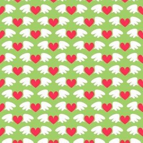 Winged hearts (green)