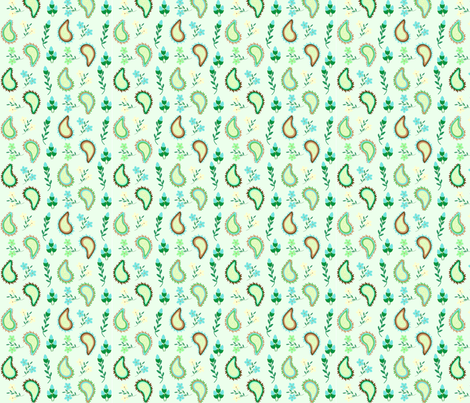 Green Paisley Fire fabric by almost_vintage on Spoonflower - custom fabric