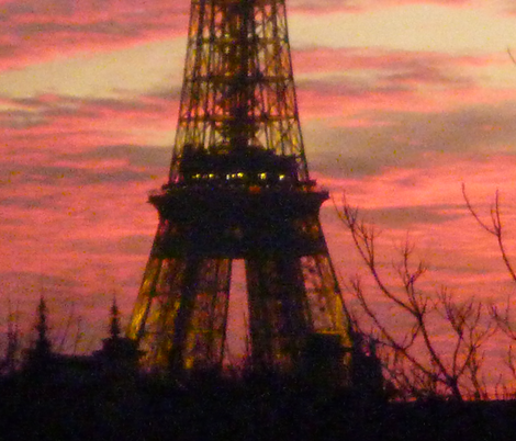 November Sunset with Eiffel Tower 1 fabric by susaninparis on Spoonflower - custom fabric