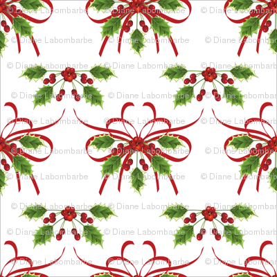 Holly & Ribbons Christmas Pattern 