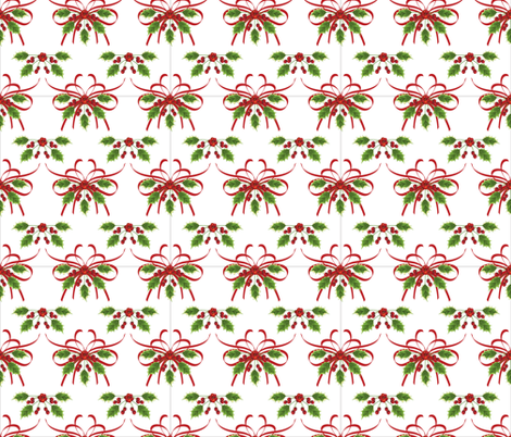 Holly & Ribbons Christmas Pattern  fabric by diane555 on Spoonflower - custom fabric