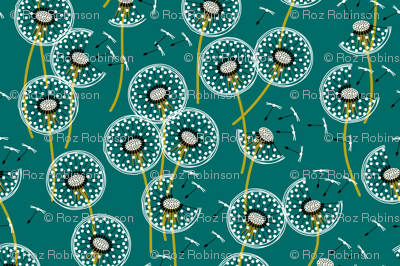 fanciful flight - make a dandelion wish! - teal