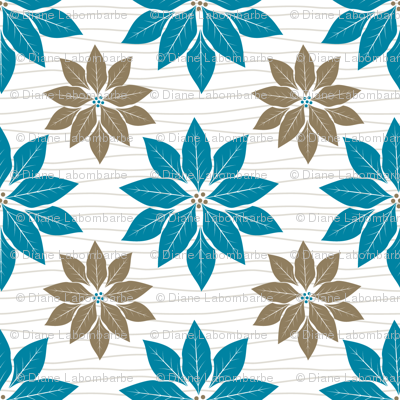 Cute Retro Poinsettia Christmas Pattern