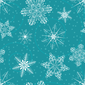 Blue Retro Snowflakes Pattern