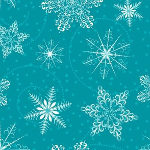 Blue Retro Snowflakes Pattern