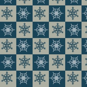Blue Gold Holiday Snowflakes Pattern
