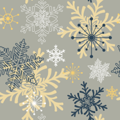 Blue Gold Holiday Snowflakes Pattern