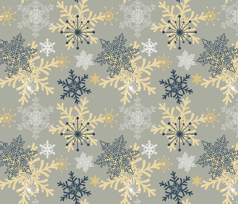 Blue Gold Holiday Snowflakes Pattern fabric by diane555 on Spoonflower - custom fabric