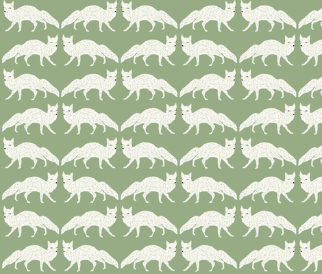 Christmas Fox - Light Green Sage fabric by papersparrow on Spoonflower - custom fabric