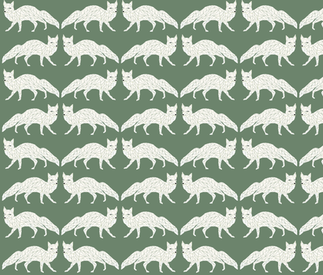 Christmas Fox - Dark Sage fabric by papersparrow on Spoonflower - custom fabric