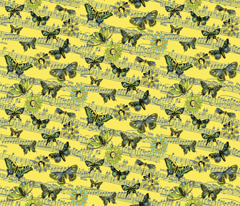 Flight_ofthe_Butterfly_yellow fabric by peppermintpatty on Spoonflower - custom fabric