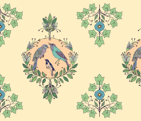 bird damask fabric by michelleadoran on Spoonflower - custom fabric