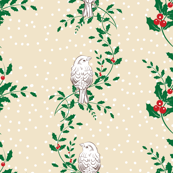 Sparrows and Holly Holiday Pattern