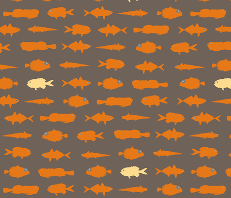Orange Fish Funk fabric by smuk on Spoonflower - custom fabric