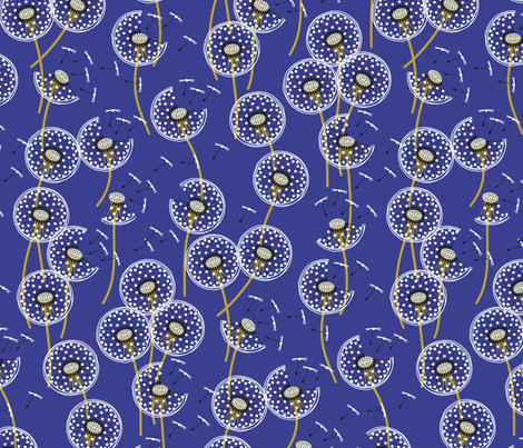 fanciful flight - make a dandelion wish! - dusky blue fabric by coggon_(roz_robinson) on Spoonflower - custom fabric