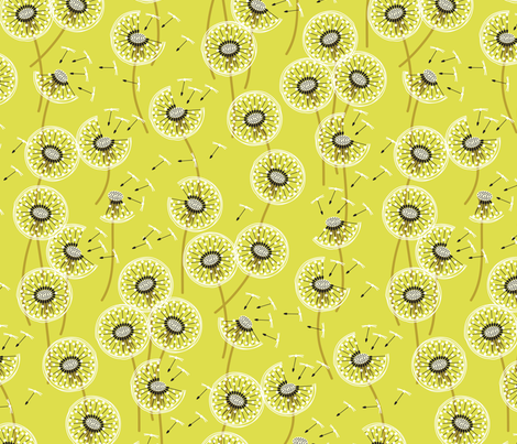 fanciful flight - make a dandelion wish! - spring green fabric by coggon_(roz_robinson) on Spoonflower - custom fabric