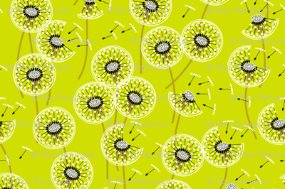 fanciful flight - make a dandelion wish! - grass green
