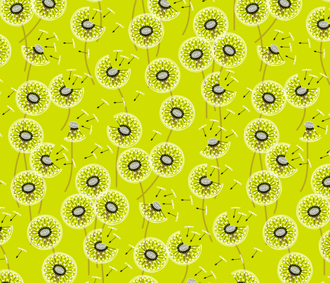 fanciful flight - make a dandelion wish! - grass green fabric by coggon_(roz_robinson) on Spoonflower - custom fabric