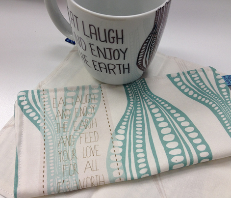 Eat Love Laugh napkins in jade