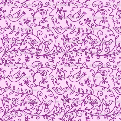 Pastel Birds and Vines