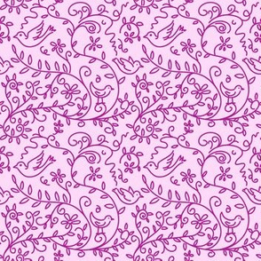 Pastel Birds and Vines