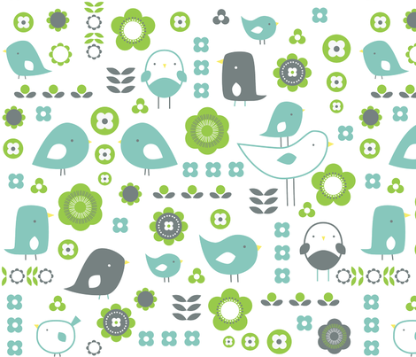 Fancy Birds fabric by under_the_hill on Spoonflower - custom fabric