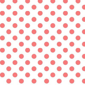 polka dots coral and white