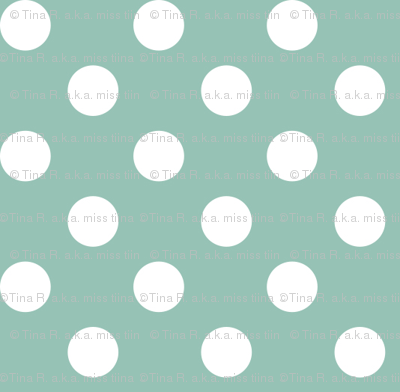 polka dots 2 faded teal and white