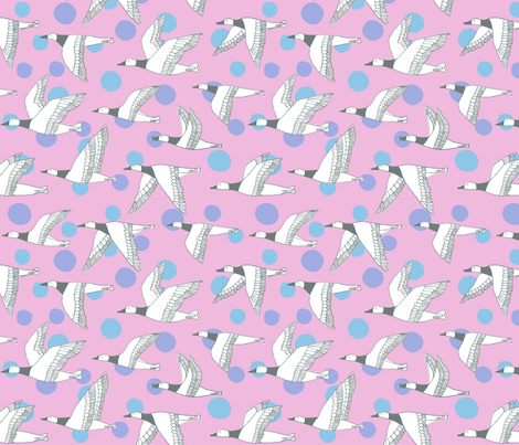 migratory birds - grey, pale pink, lavender, sky blue fabric by gingerme on Spoonflower - custom fabric