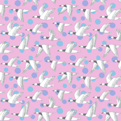 migratory birds - grey, pale pink, lavender, sky blue