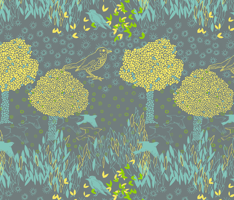 forest and birds fabric by jeannemcgee on Spoonflower - custom fabric