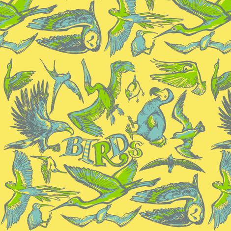 Birds fabric by loeff on Spoonflower - custom fabric