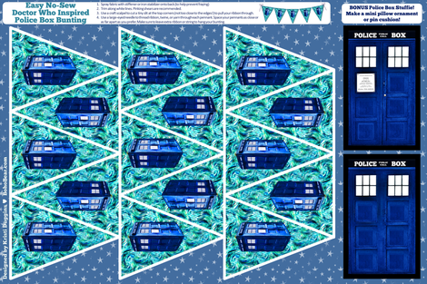 Doctor Who Inspired Easy No-Sew Starry Night Pennant Bunting  fabric by bohobear on Spoonflower - custom fabric
