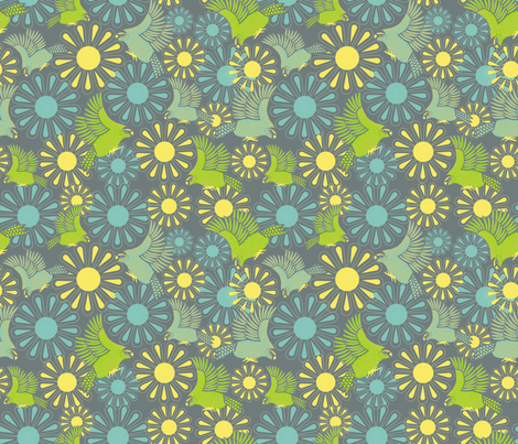 Kakapos amongst the flowers fabric by madex on Spoonflower - custom fabric