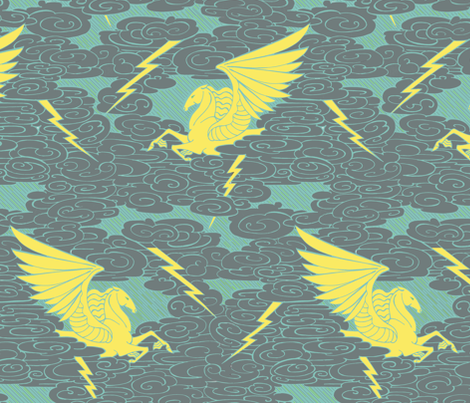 Pegasus and the Tempest fabric by ceanirminger on Spoonflower - custom fabric